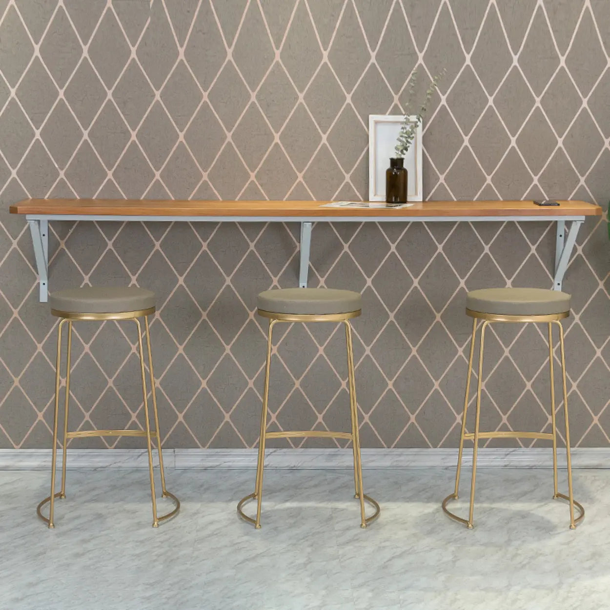 Modern Wood Adjustable Wall-Mounted Bar Table — Table Only