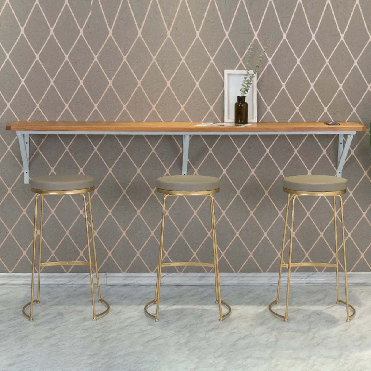 Modern Wood Adjustable Wall-Mounted Bar Table — Table Only