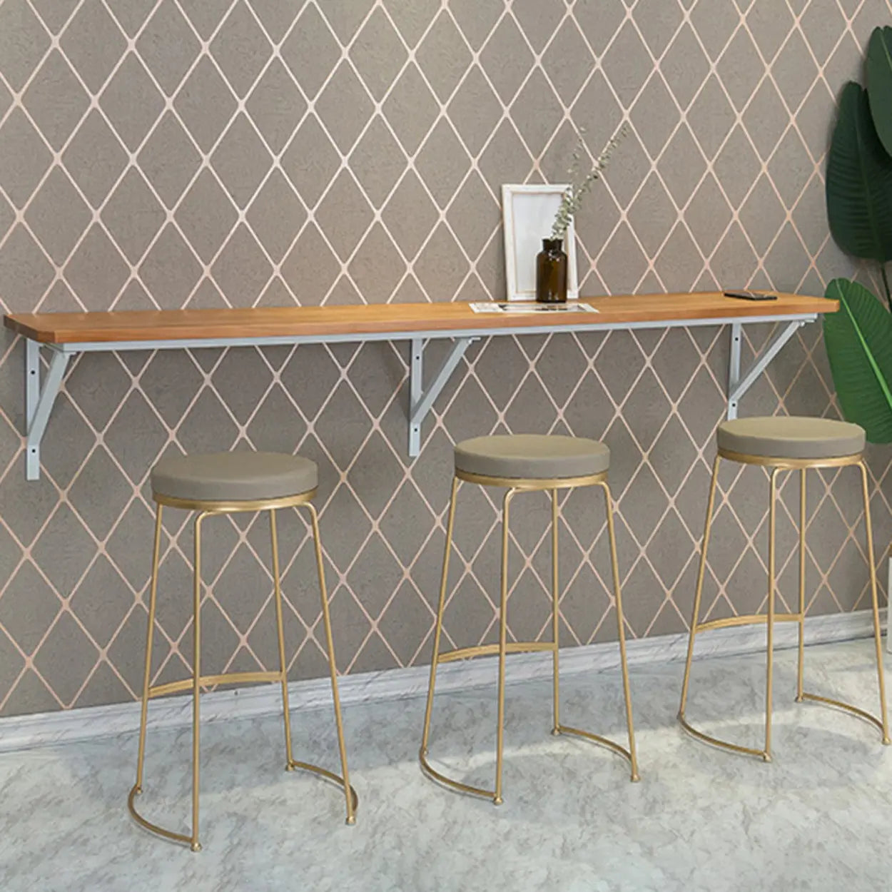 Modern Wood Adjustable Wall-Mounted Bar Table — Table Only