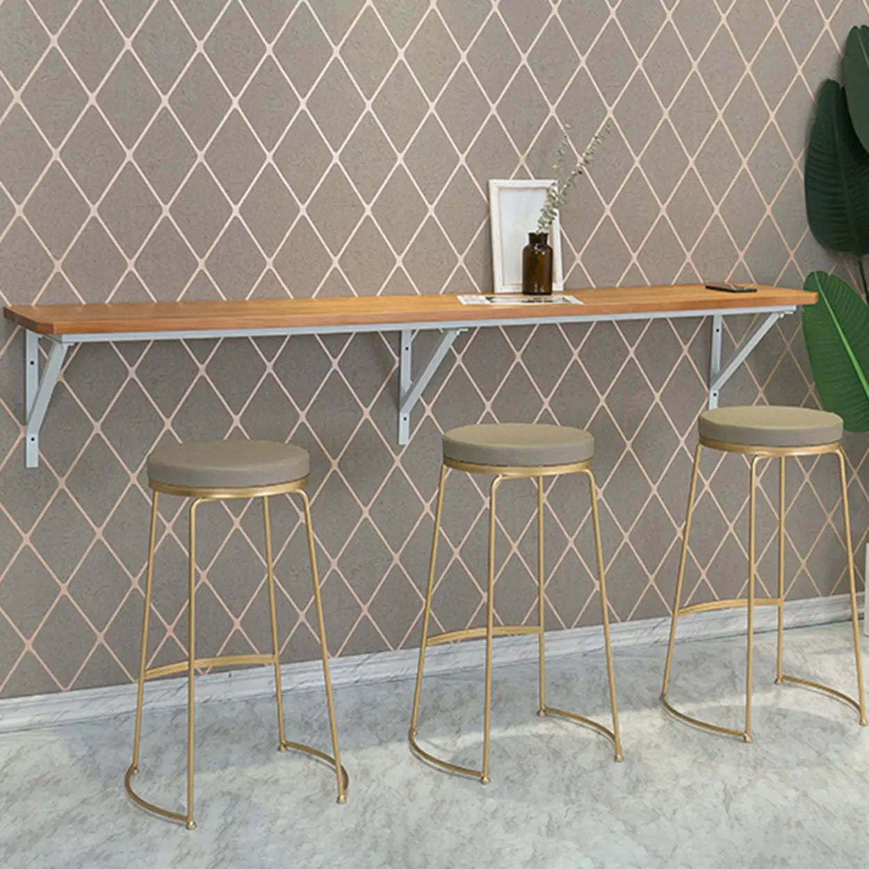 Modern Wood Adjustable Wall-Mounted Bar Table — Table Only