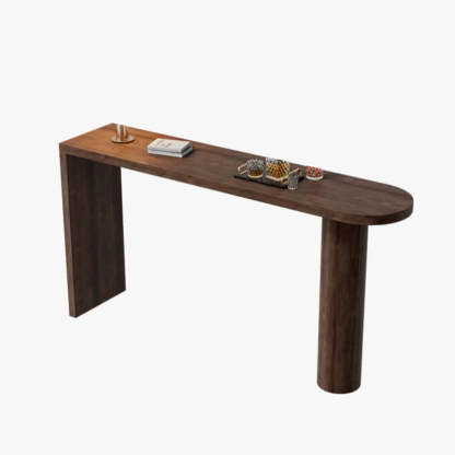 Scandinavian Rustic Brown Wood Oval Bar Table — Table Only