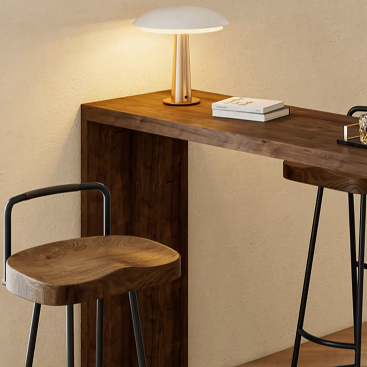 Scandinavian Rustic Brown Wood Oval Bar Table — Table Only