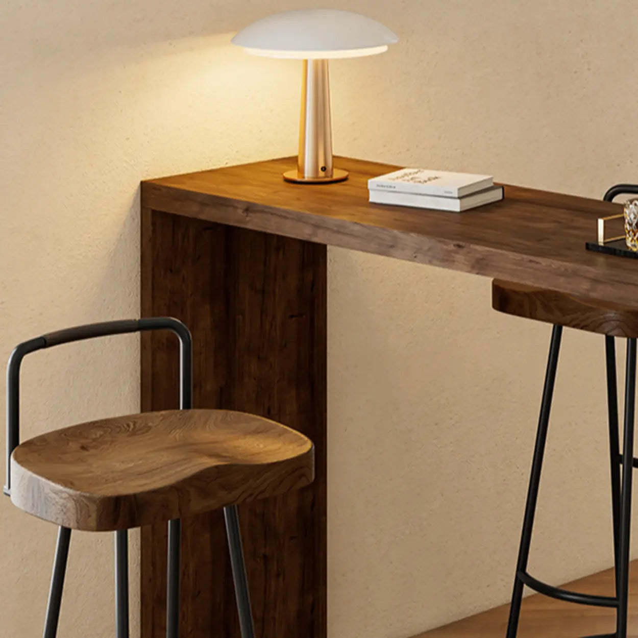 Scandinavian Rustic Brown Wood Oval Bar Table — Table Only