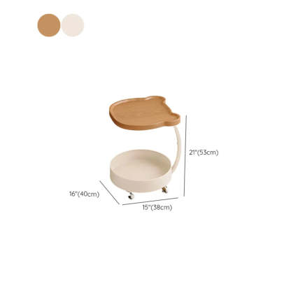 Modern Wood Bear Shape Tray Rolling Side Table