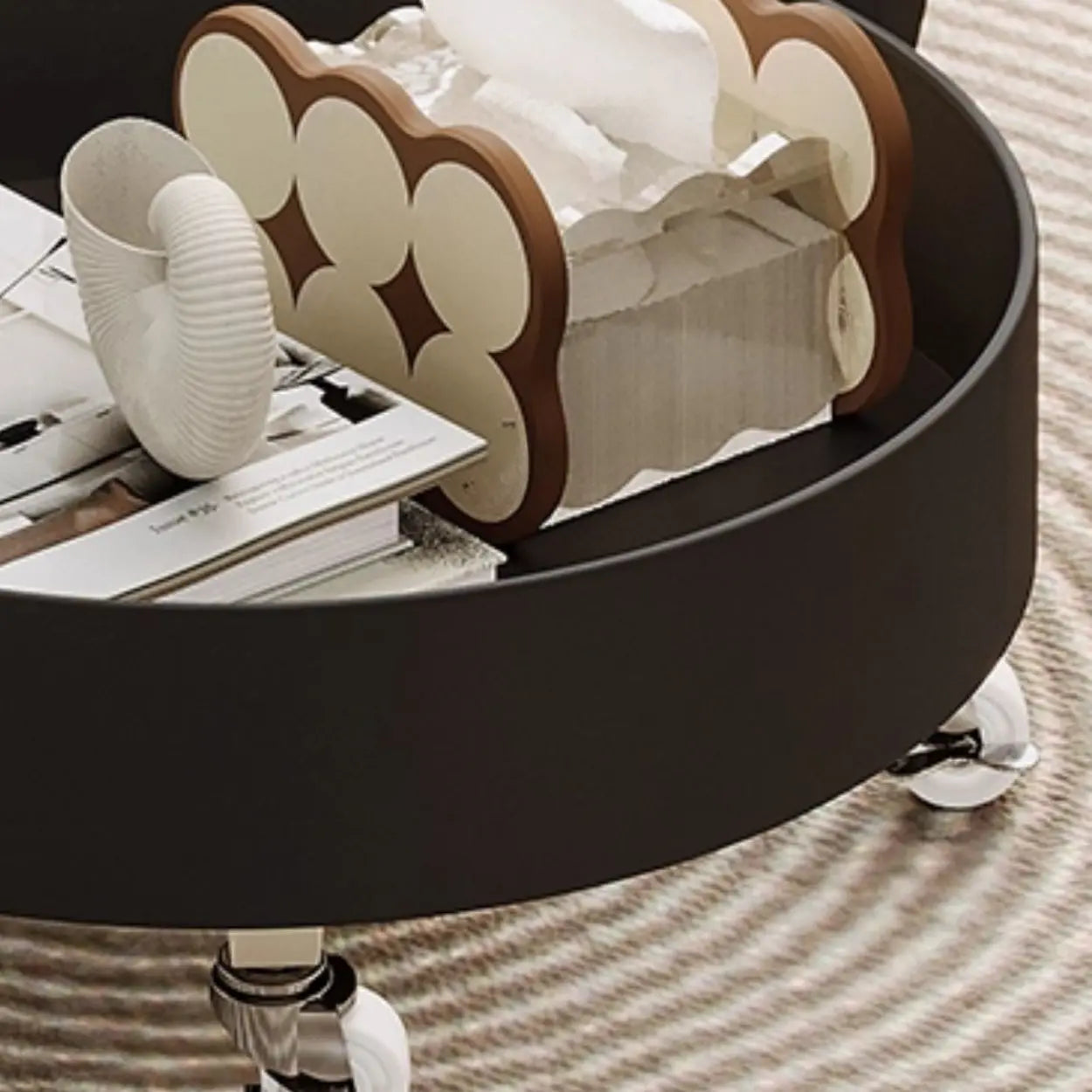 Modern Wood Bear Shape Tray Rolling Side Table