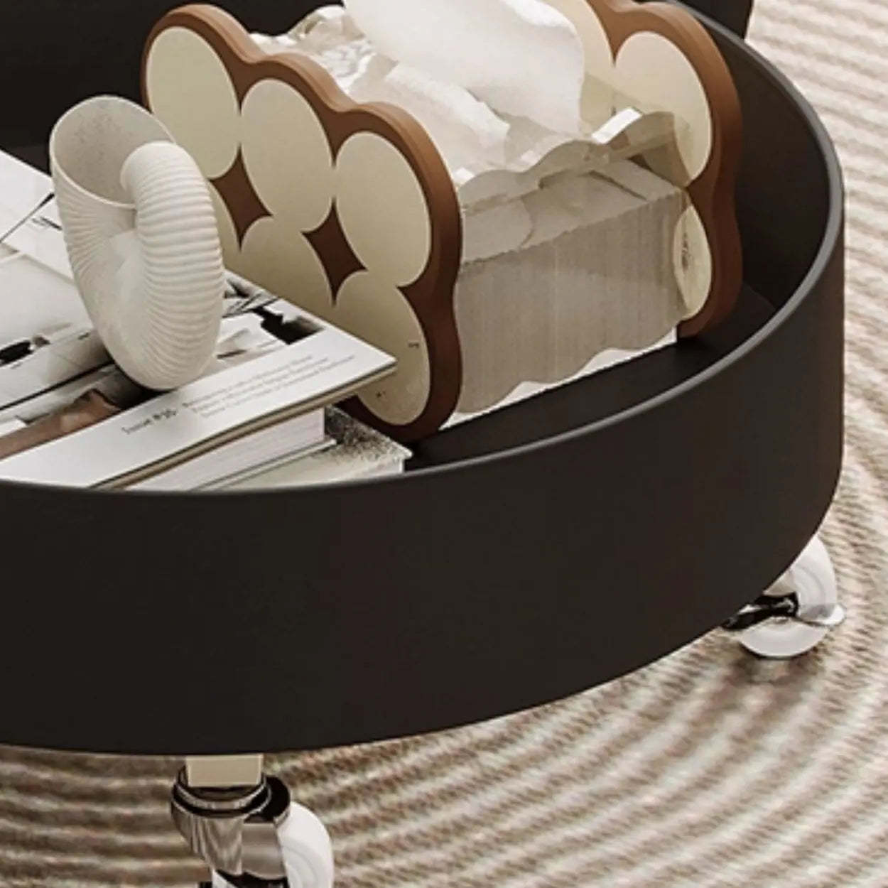 Modern Wood Bear Shape Tray Rolling Side Table