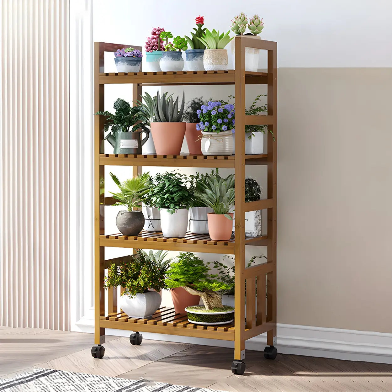 Plant casters gray out no profit f in wood — 20"L x 10"W x 34"H