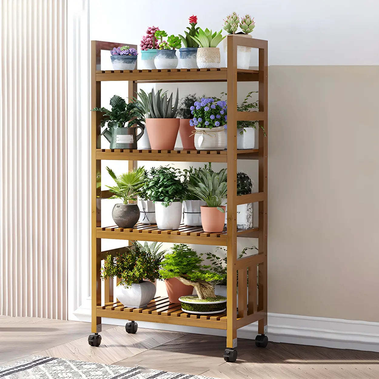 Plant casters gray out no profit f in wood — 20"L x 10"W x 34"H