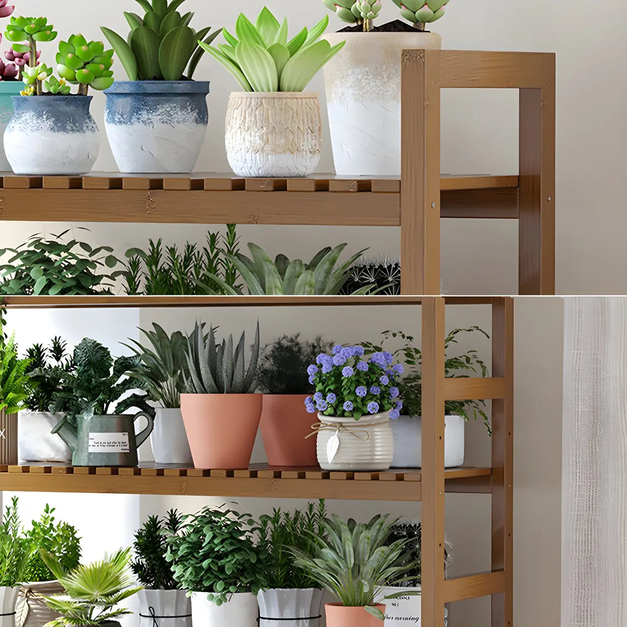Gray wood multi-tier plant out no profit f — 39"L x 10"W x 45"H