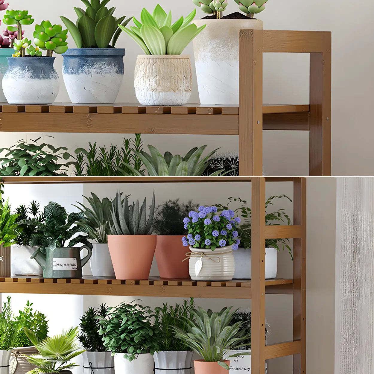 Gray wood multi-tier plant out no profit f — 39"L x 10"W x 45"H