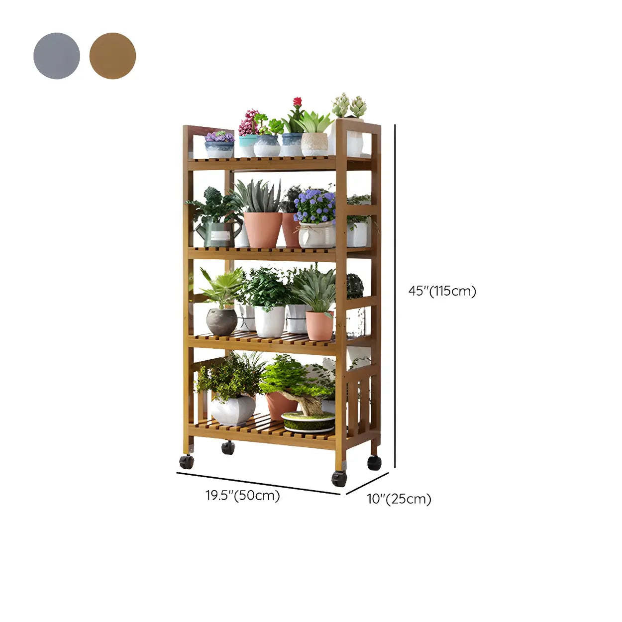 Wood Multi-Tier Plant Stand with Casters