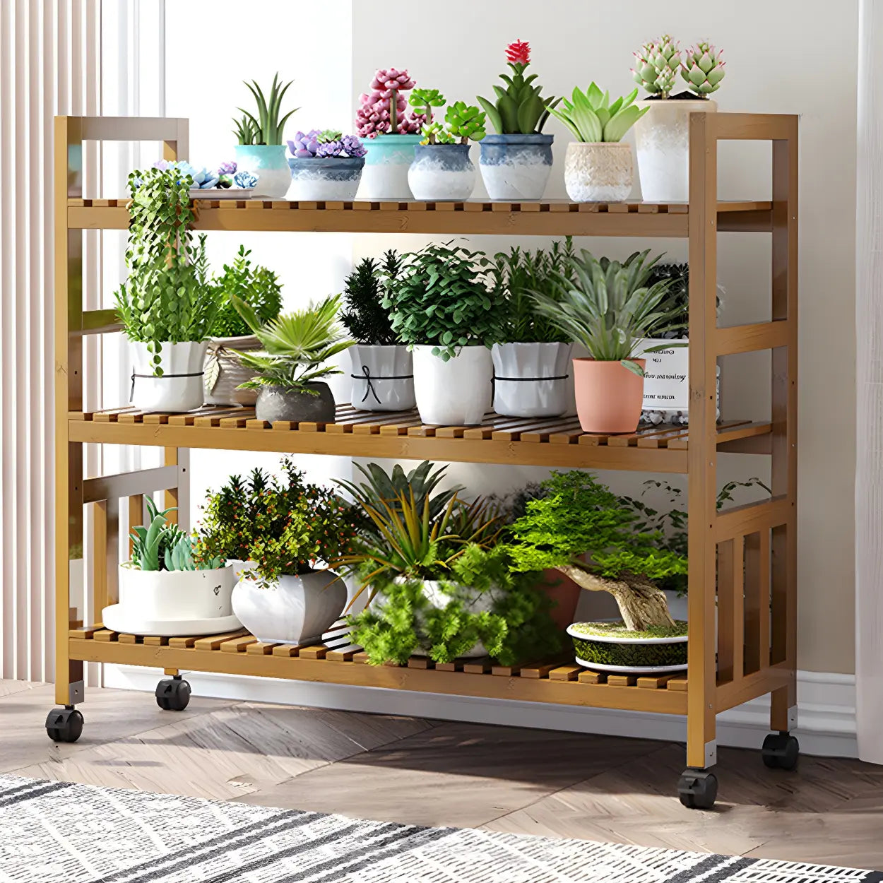 Stand plant wood out no profit f — Brown / 39"L x 10"W x 45"H