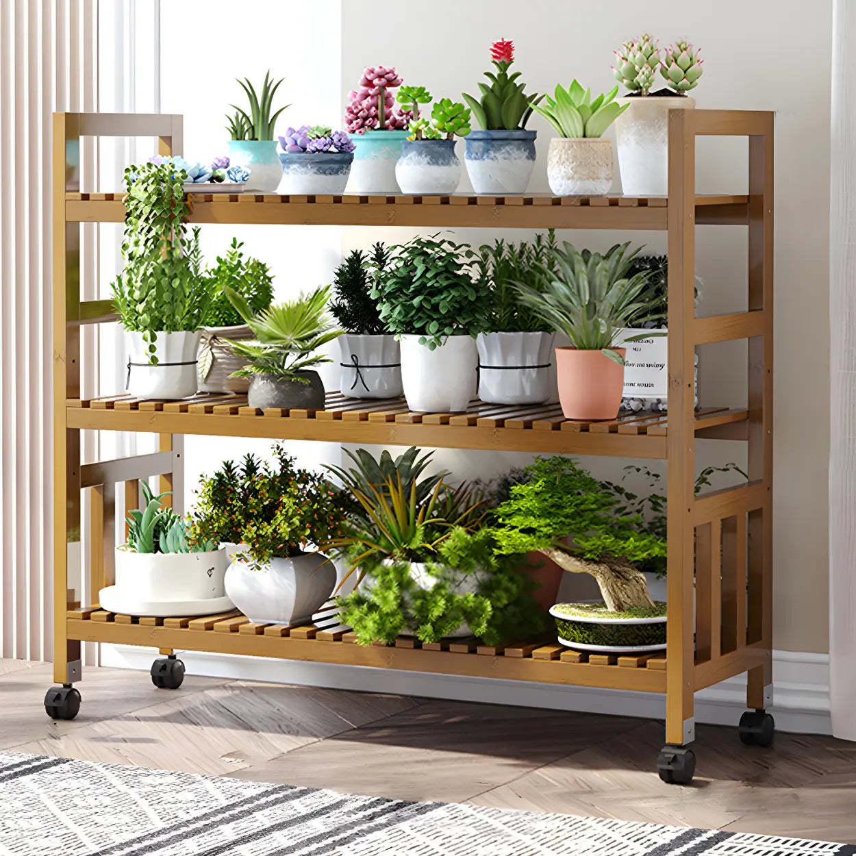 Stand plant wood out no profit f — Brown / 39"L x 10"W x 45"H