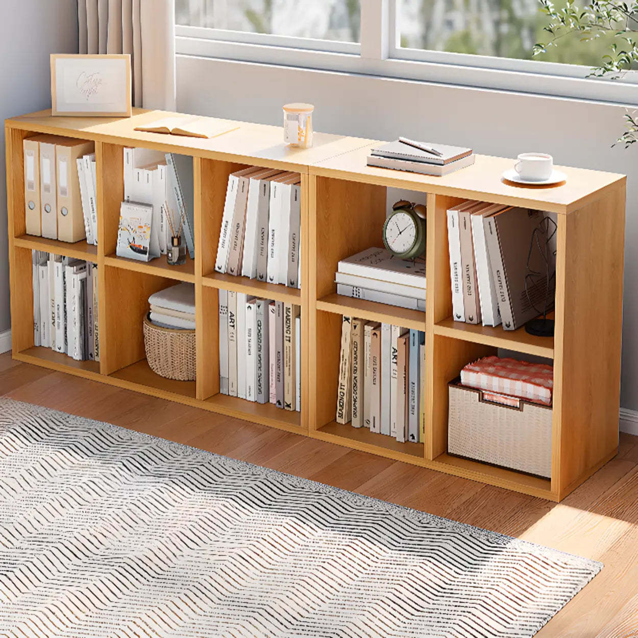 Modular Wood Low Storage Bookcase — White
