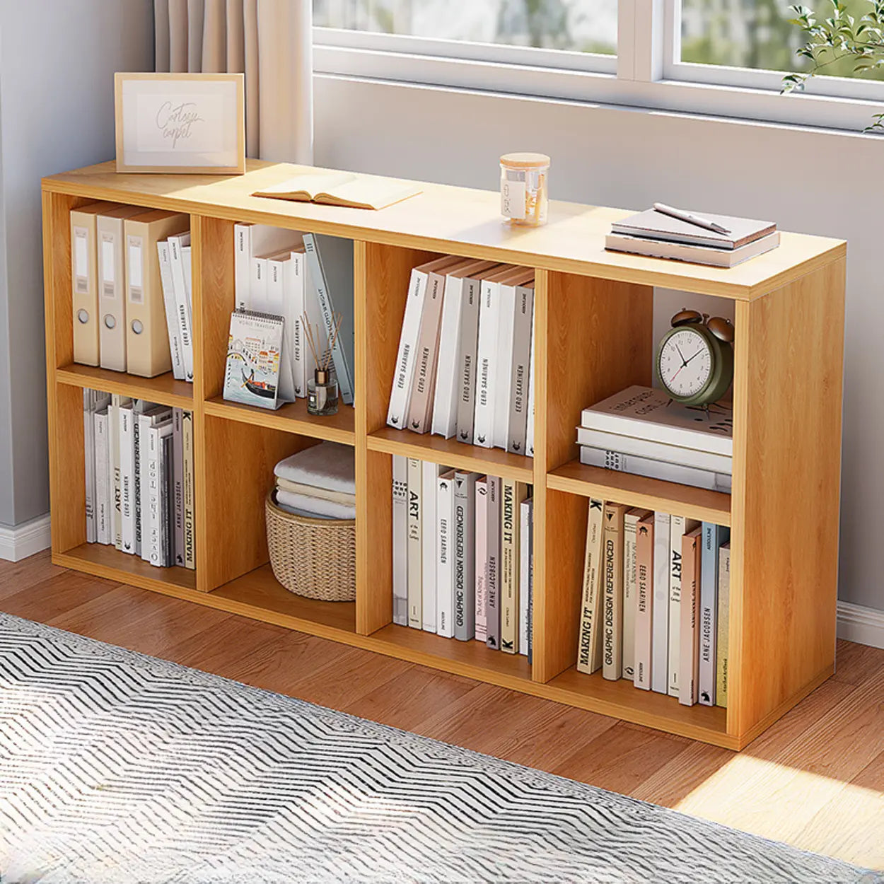 Modular Wood Low Storage Bookcase — Brown