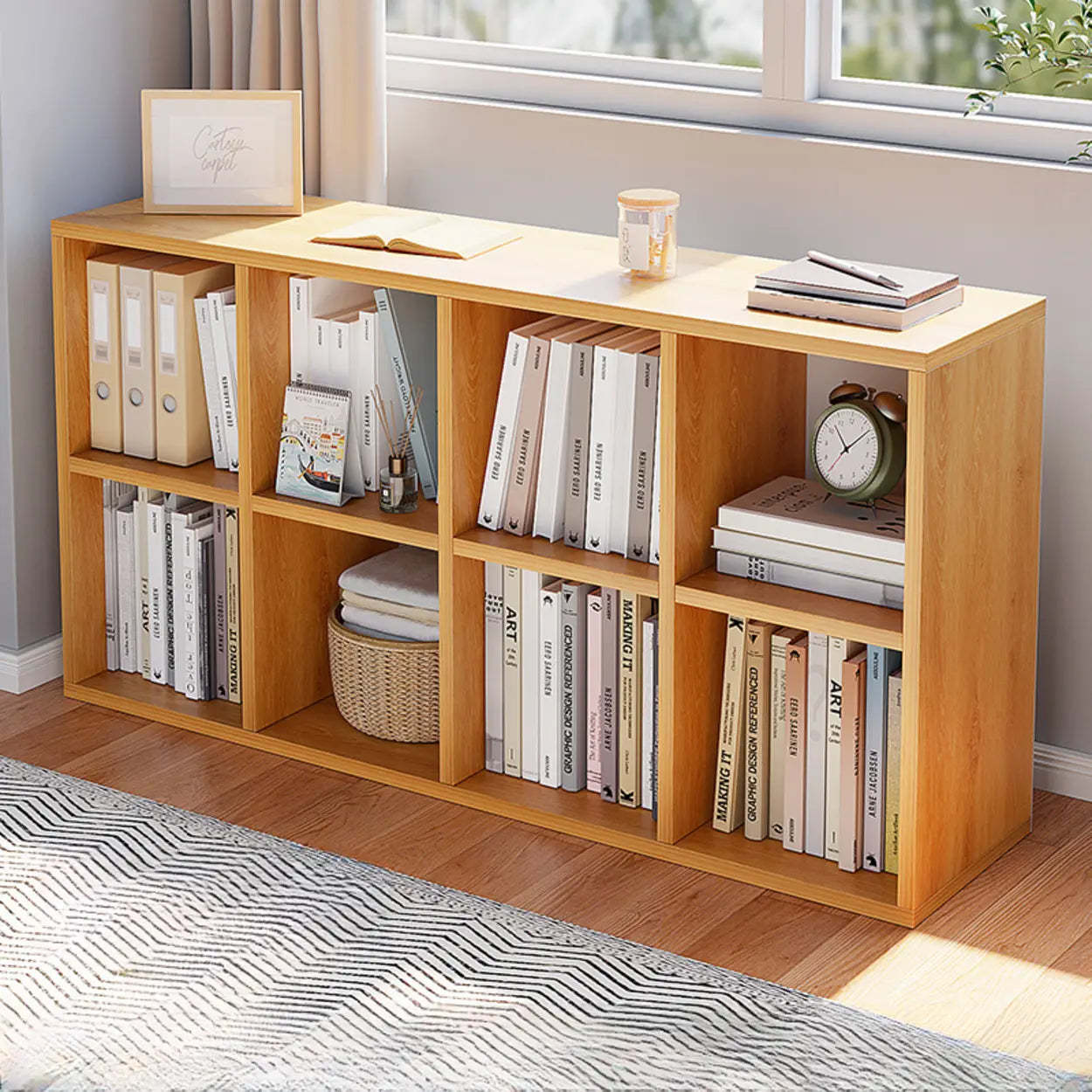 Modular Wood Low Storage Bookcase — Brown