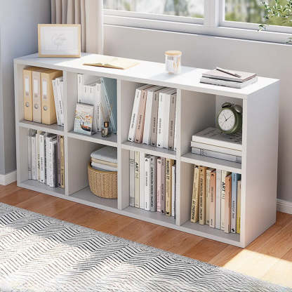 Modular Wood Low Storage Bookcase — Natural Finish