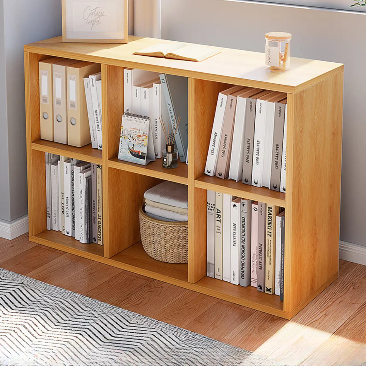 Modular Wood Low Storage Bookcase — Brown