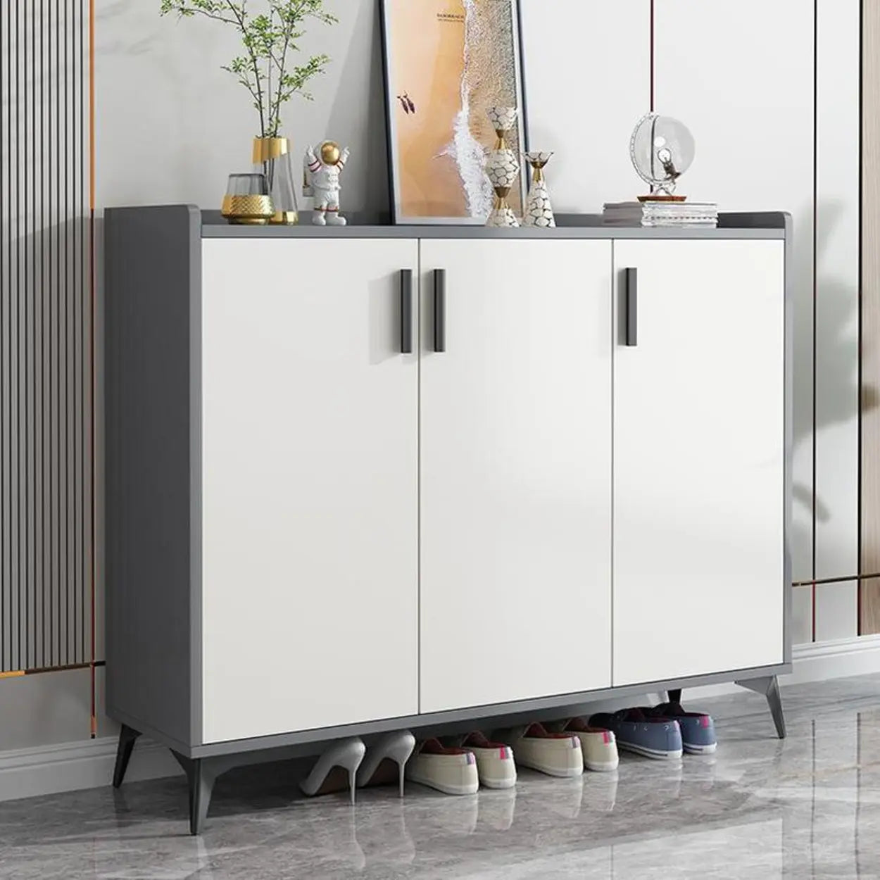 Adjustable Wood Shoe Storage Cabinet — White