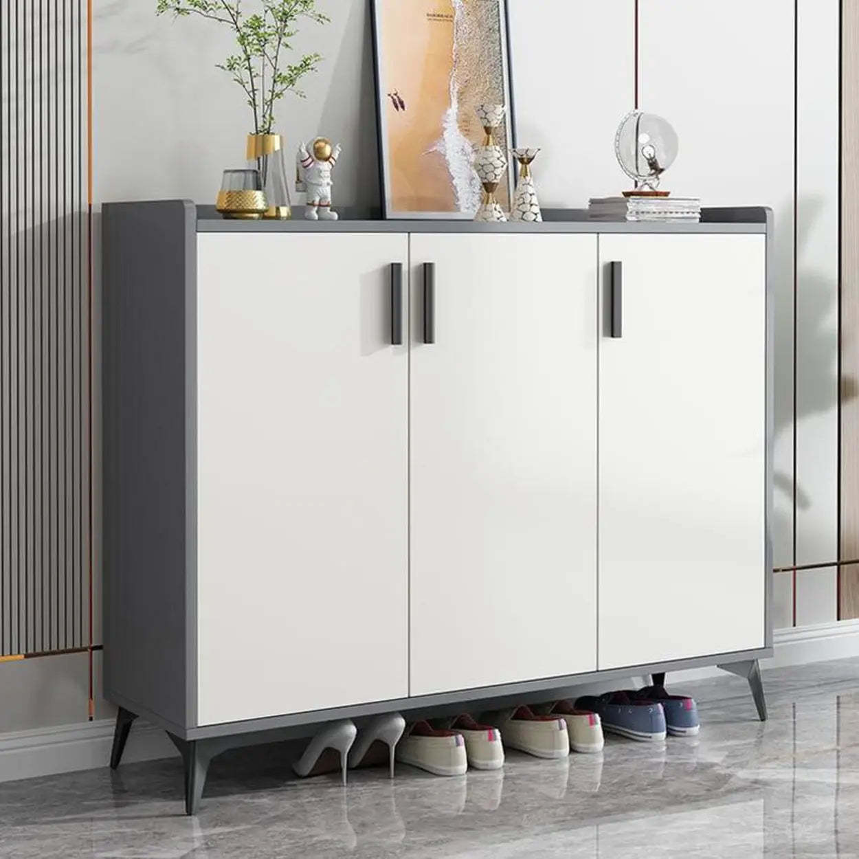 Adjustable Wood Shoe Storage Cabinet — White