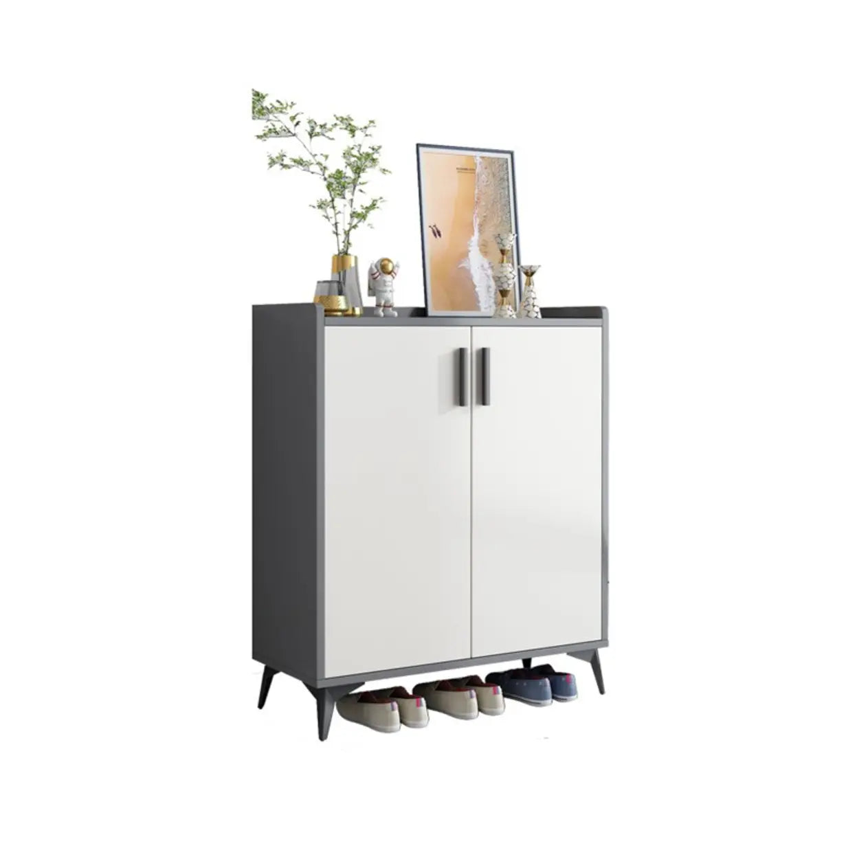Adjustable Wood Shoe Storage Cabinet — White