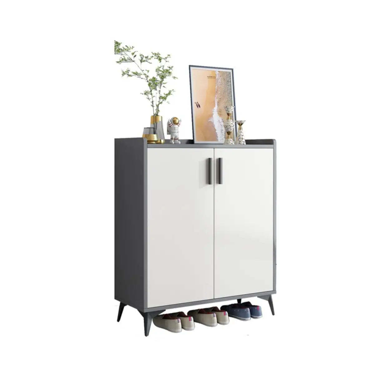 Adjustable Wood Shoe Storage Cabinet — White
