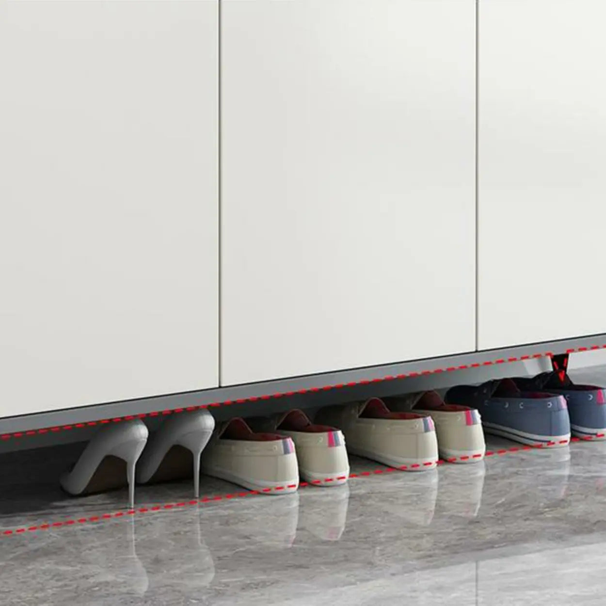 Adjustable Wood Shoe Storage Cabinet — Gray & White