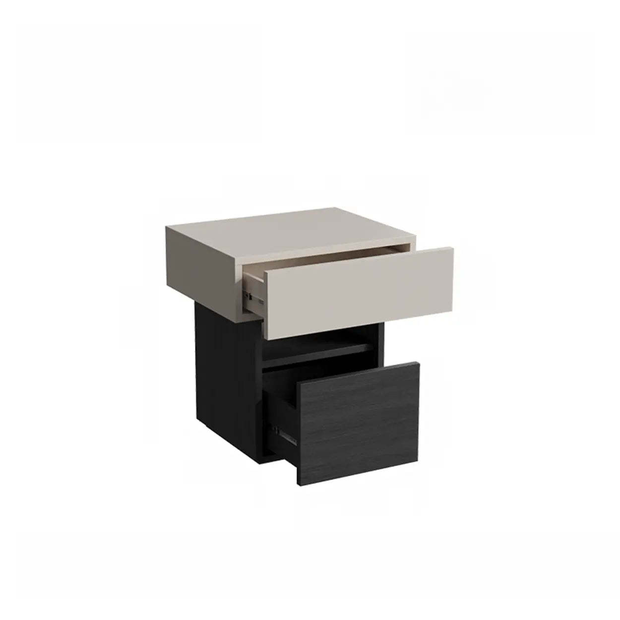 Modern Wood Nightstand with Drawer and Shelf