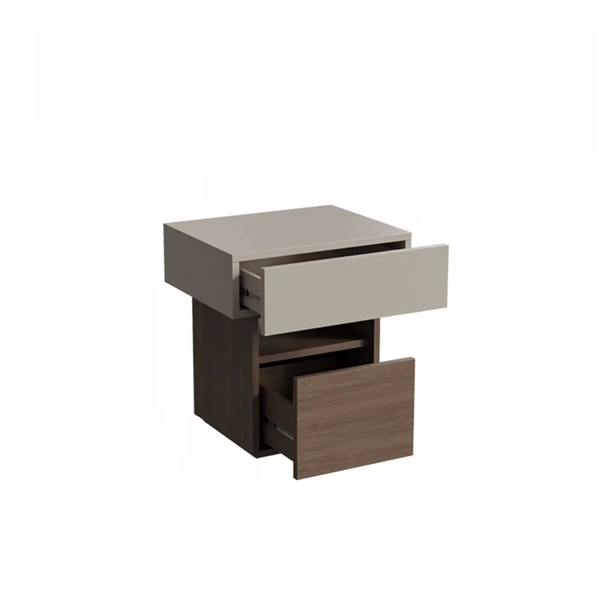 Modern Wood Nightstand with Drawer and Shelf — Black/ Walnut