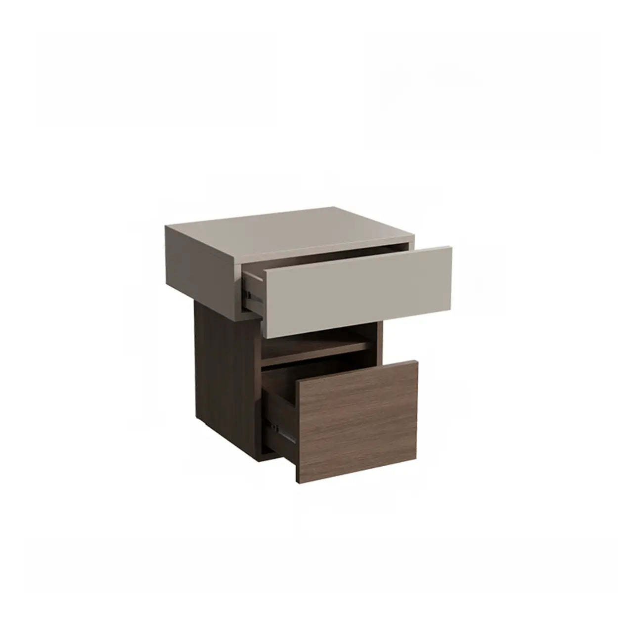 Modern Wood Nightstand with Drawer and Shelf — Black/ Walnut