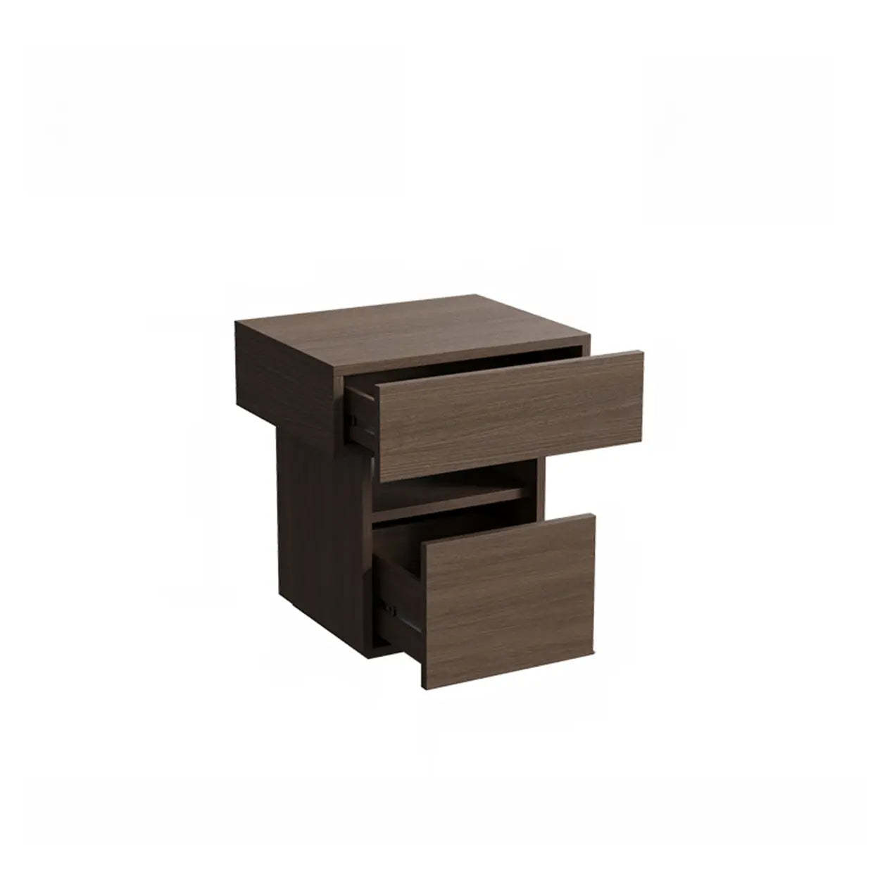 Modern Wood Nightstand with Drawer and Shelf — Walnut