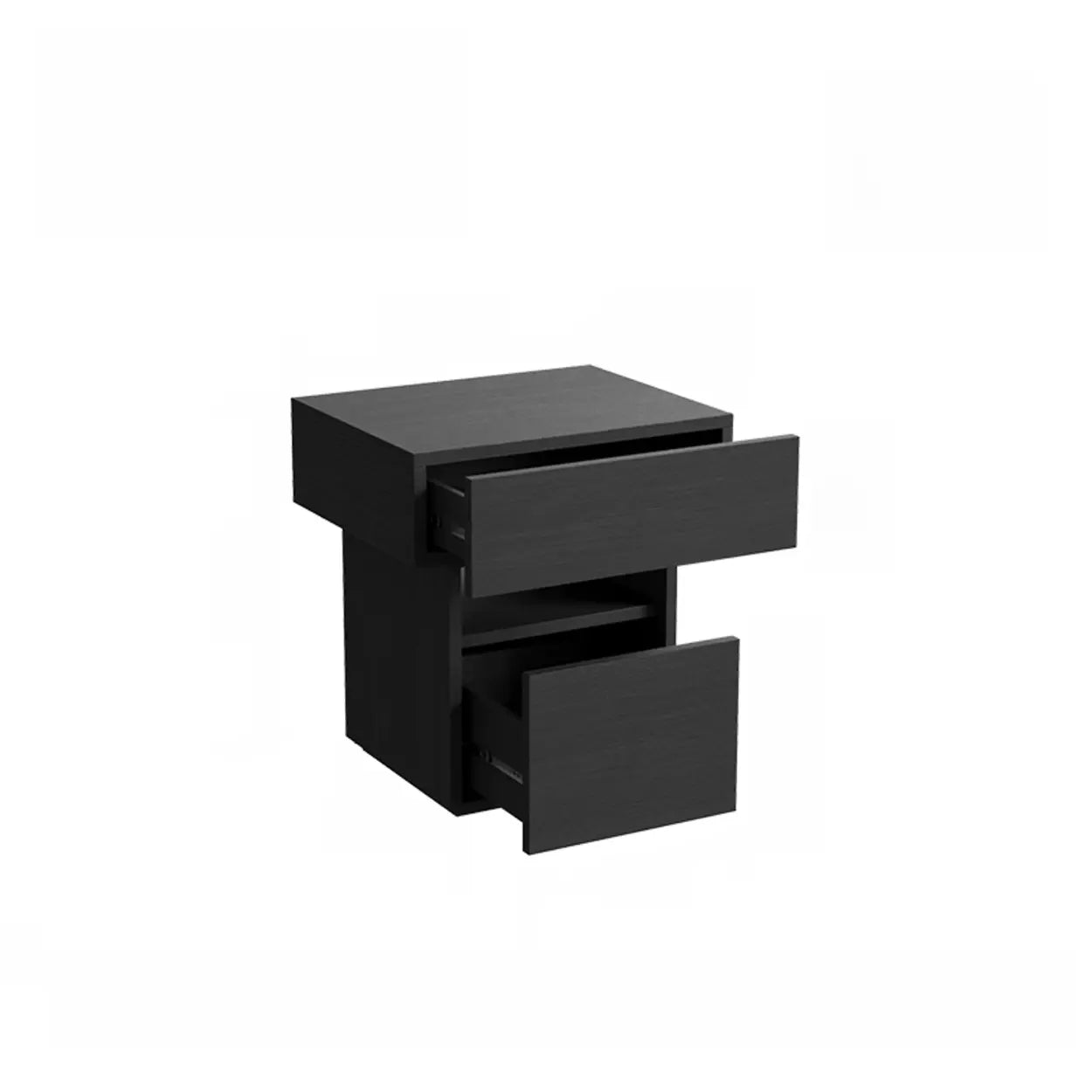 Modern Wood Nightstand with Drawer and Shelf — White-Brown