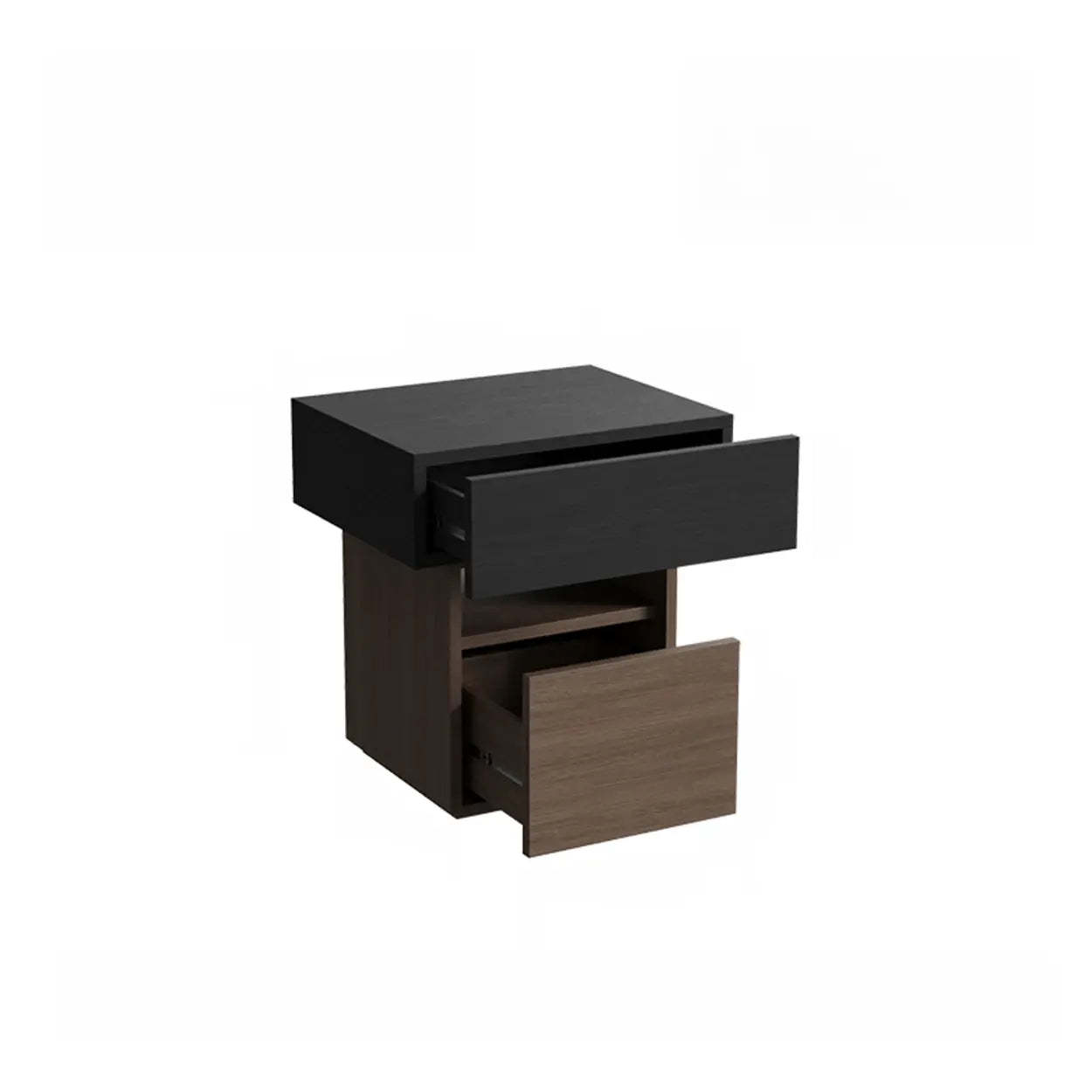 Modern Wood Nightstand with Drawer and Shelf — Khaki/ Brown