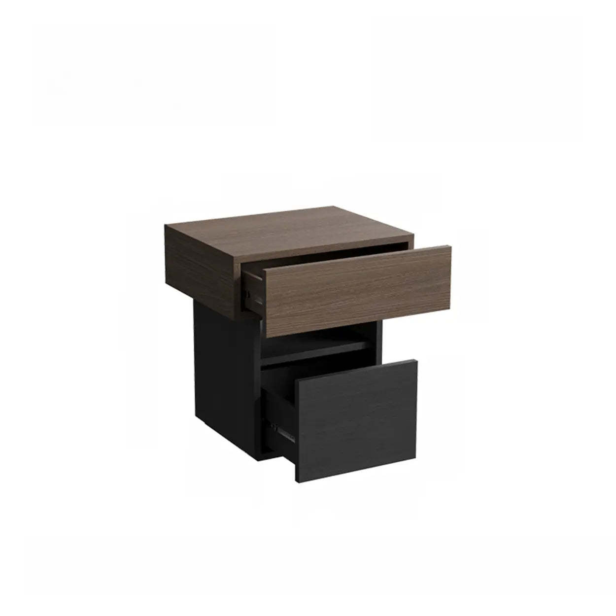 Lighom drawer wood nightstands for hallway — Walnut & Black