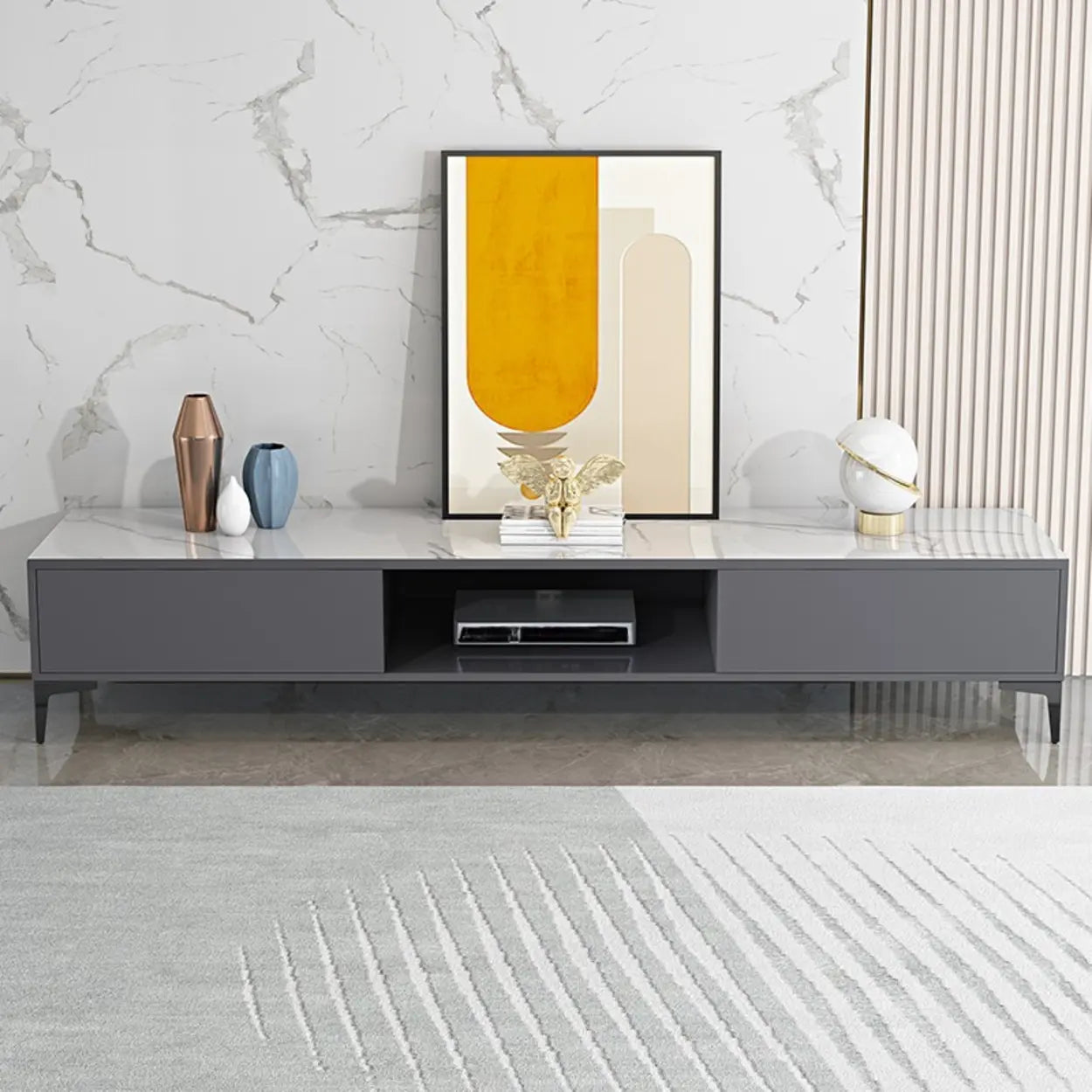 Modern Wood Rectangular Open Storage TV Stand
