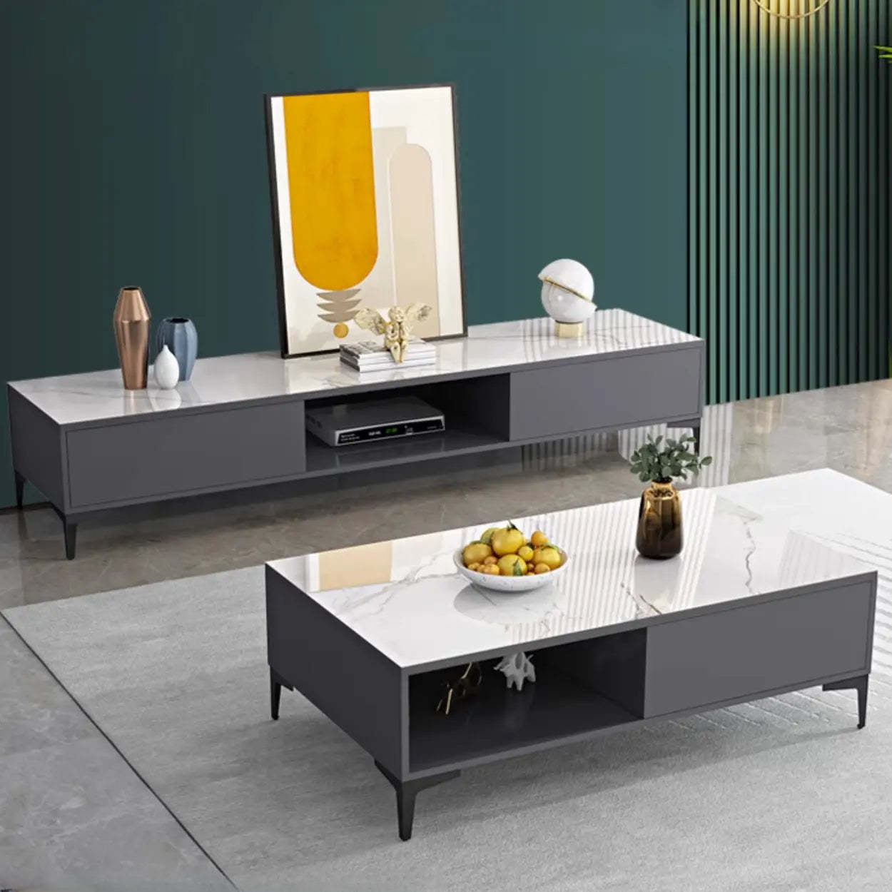 Modern Wood Rectangular Open Storage TV Stand — White