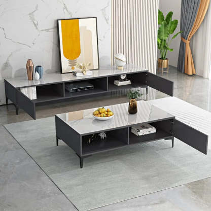 Modern Wood Rectangular Open Storage TV Stand — White