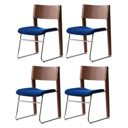 Modern Wood Velvet Open Back Armless Stackable Dining Chair