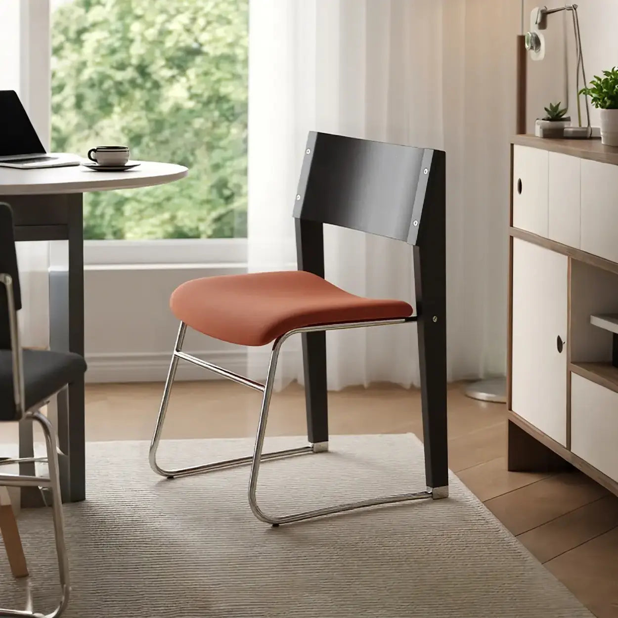 Modern Wood Velvet Open Back Armless Stackable Dining Chair — 2 Piece Set / Blue