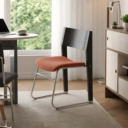 Modern Wood Velvet Open Back Armless Stackable Dining Chair — 2 Piece Set / Blue