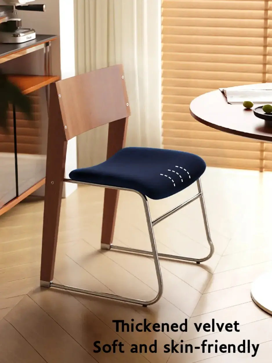 Modern Wood Velvet Open Back Armless Stackable Dining Chair