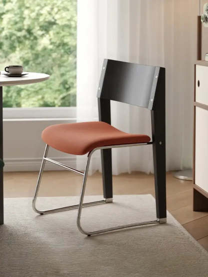 Modern Wood Velvet Open Back Armless Stackable Dining Chair