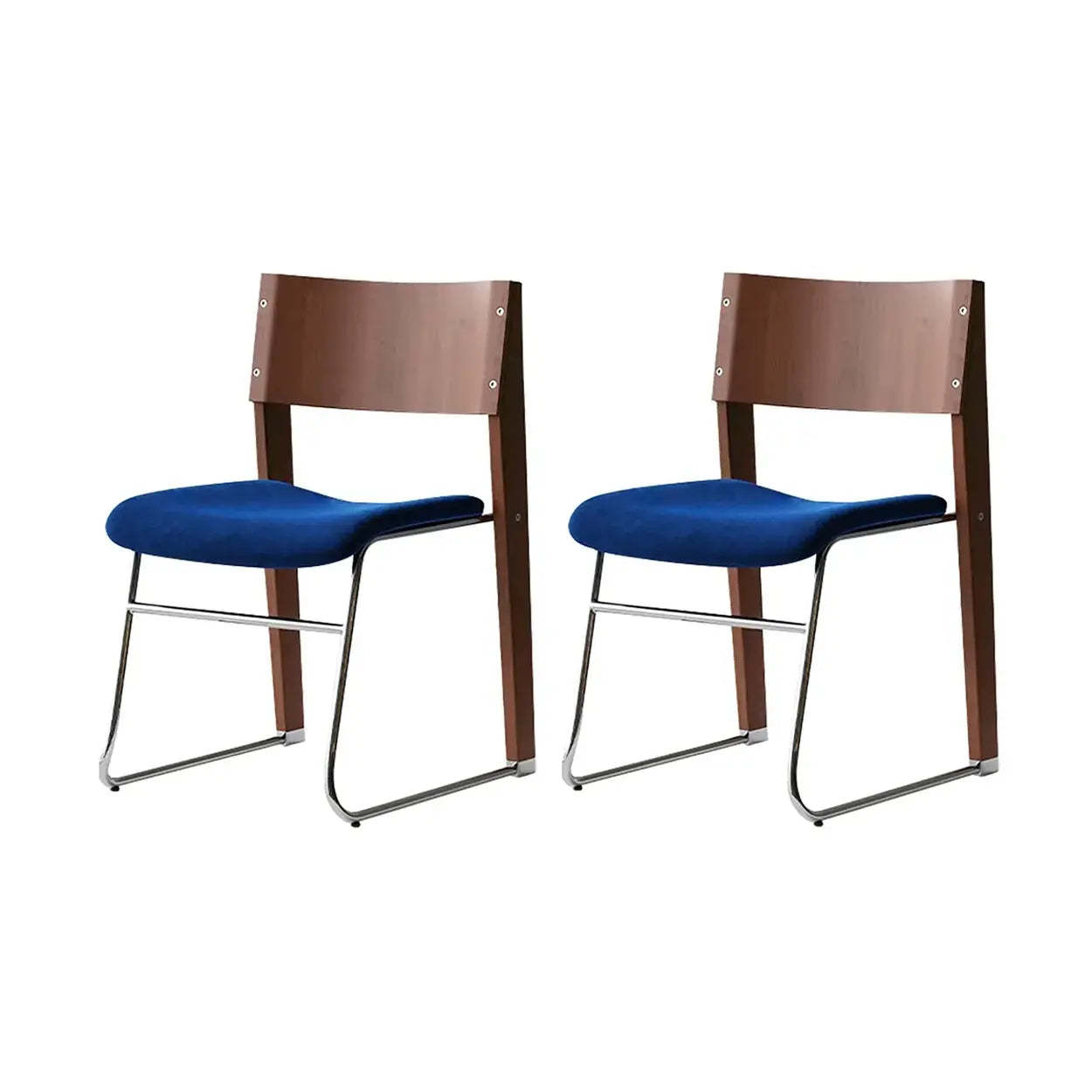 Modern back stackable blue dining chairs & benches, Lighom — Set of 2