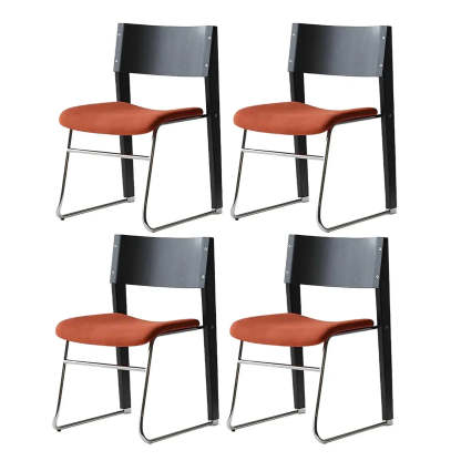 Modern Wood Velvet Open Back Armless Stackable Dining Chair
