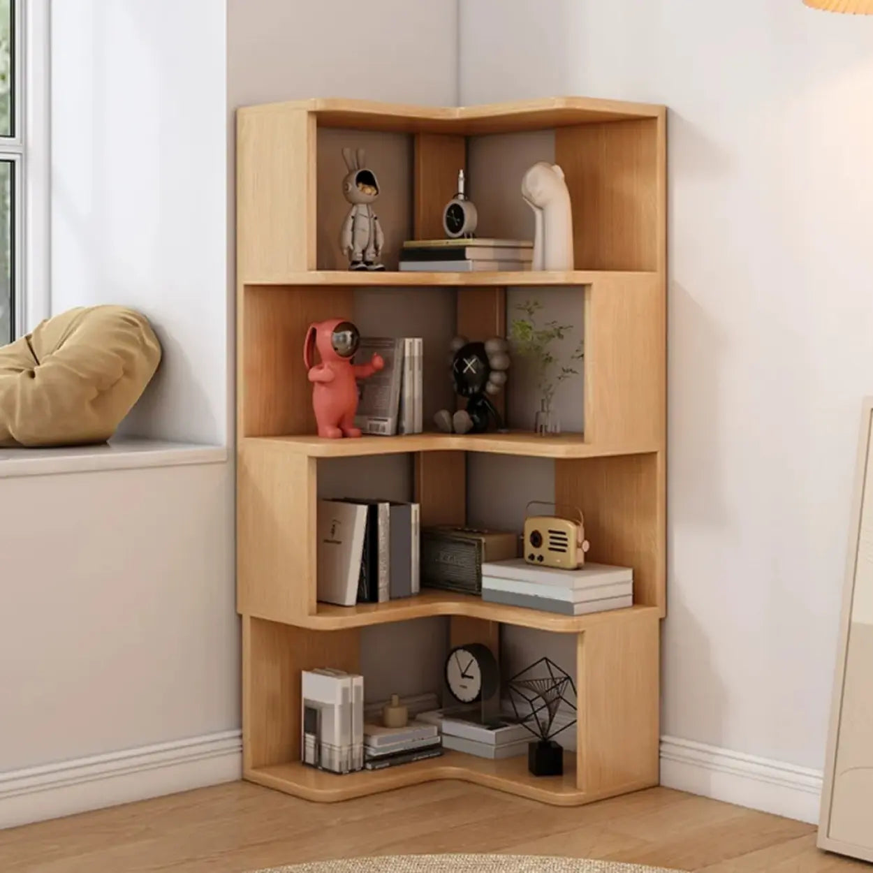 Wood Corner Storage Bookcase