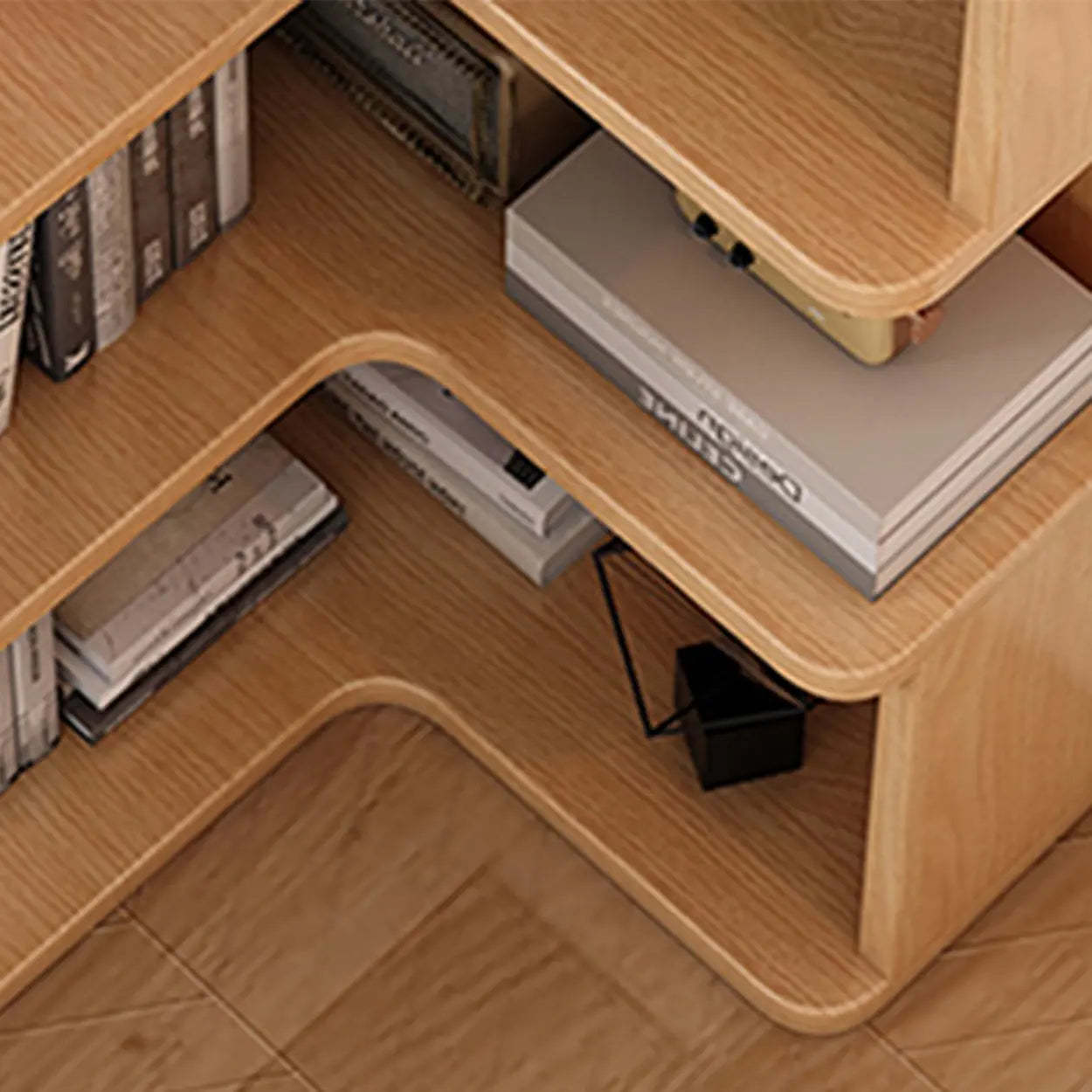 Wood Corner Storage Bookcase