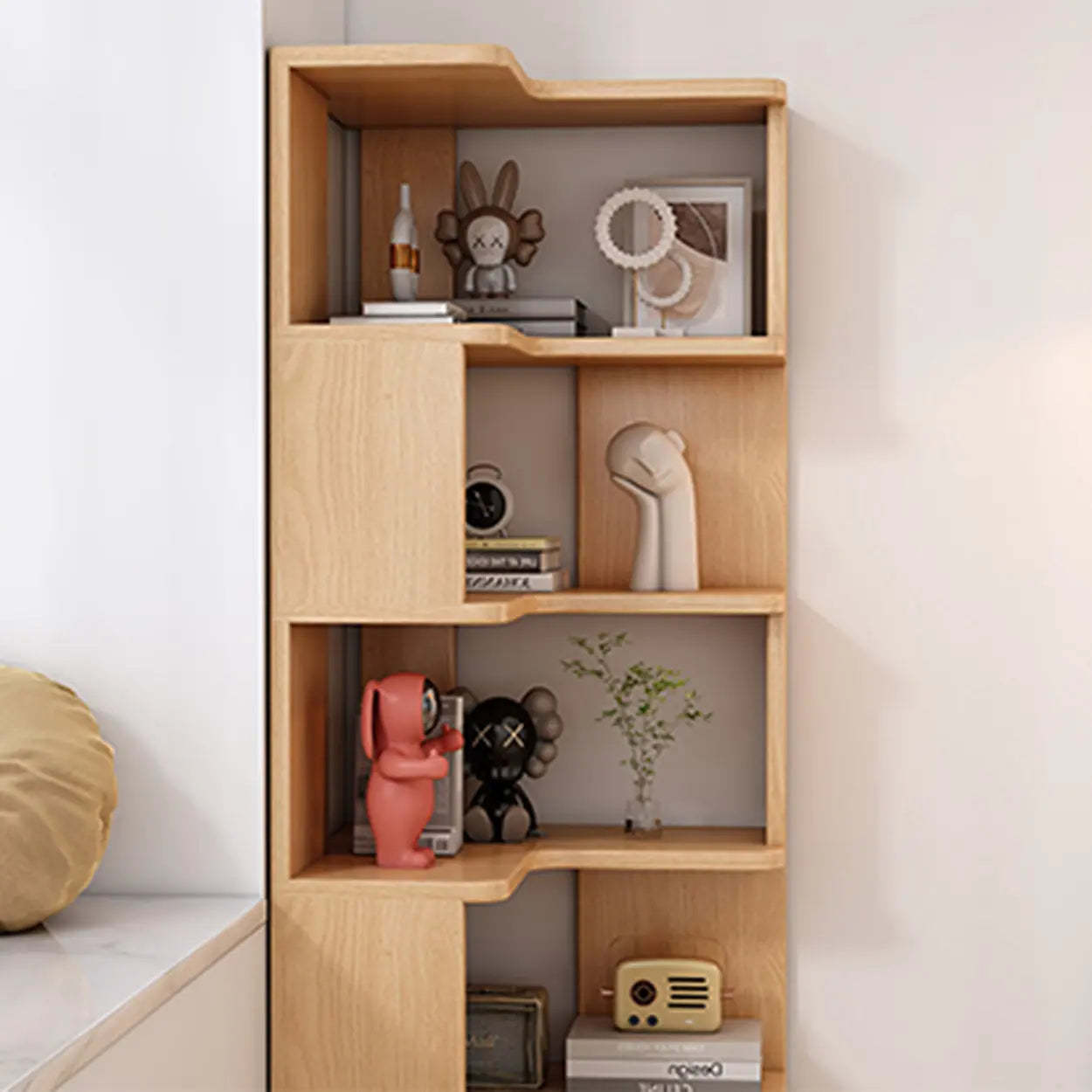 Wood Corner Storage Bookcase