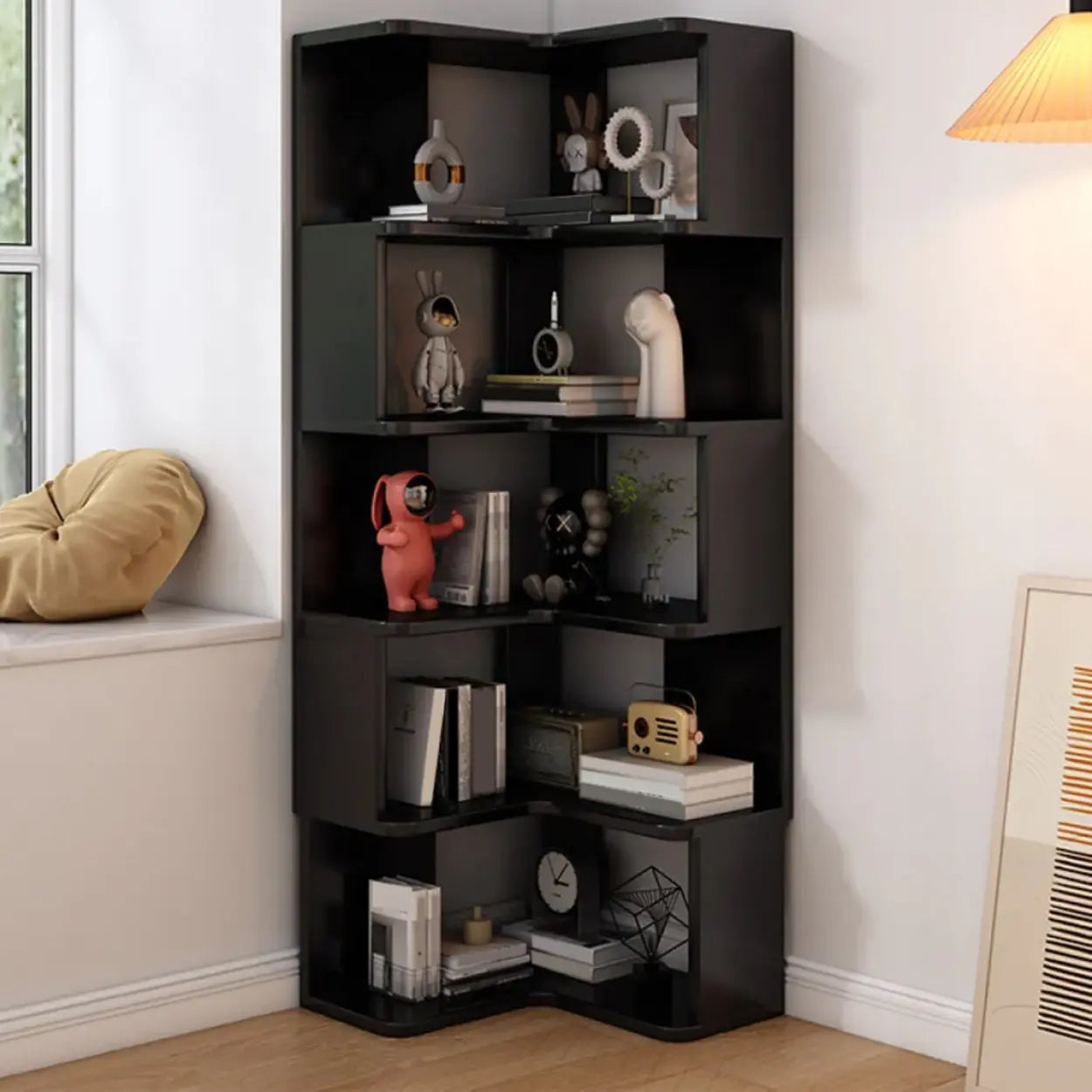 Wood Corner Storage Bookcase
