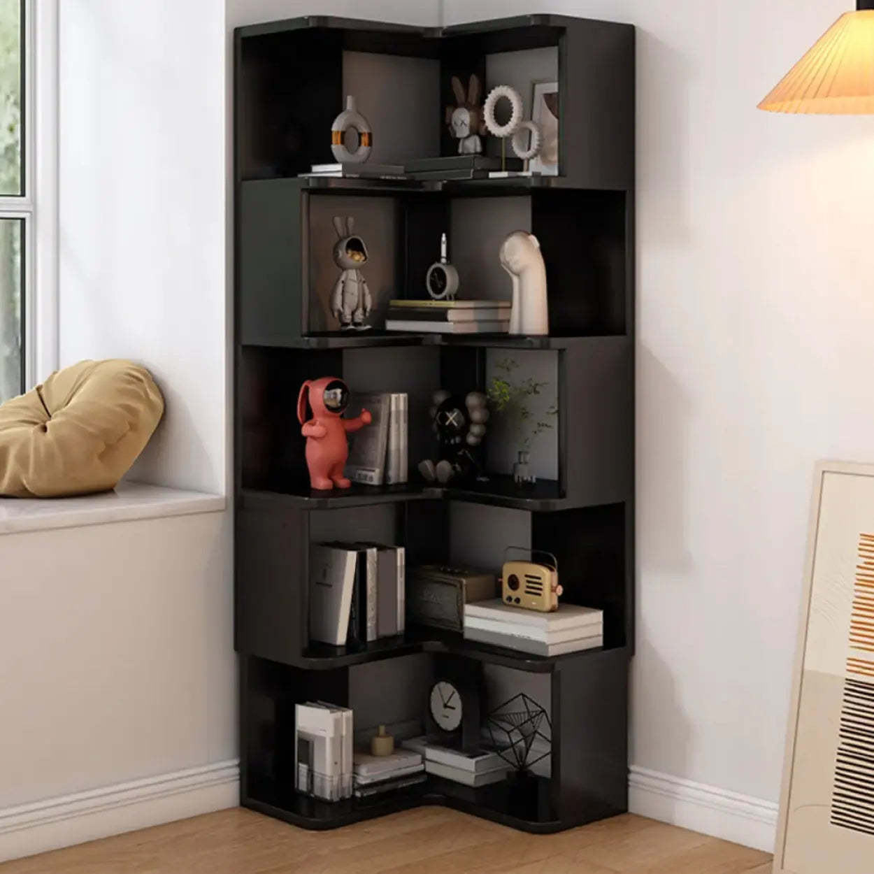 Wood Corner Storage Bookcase