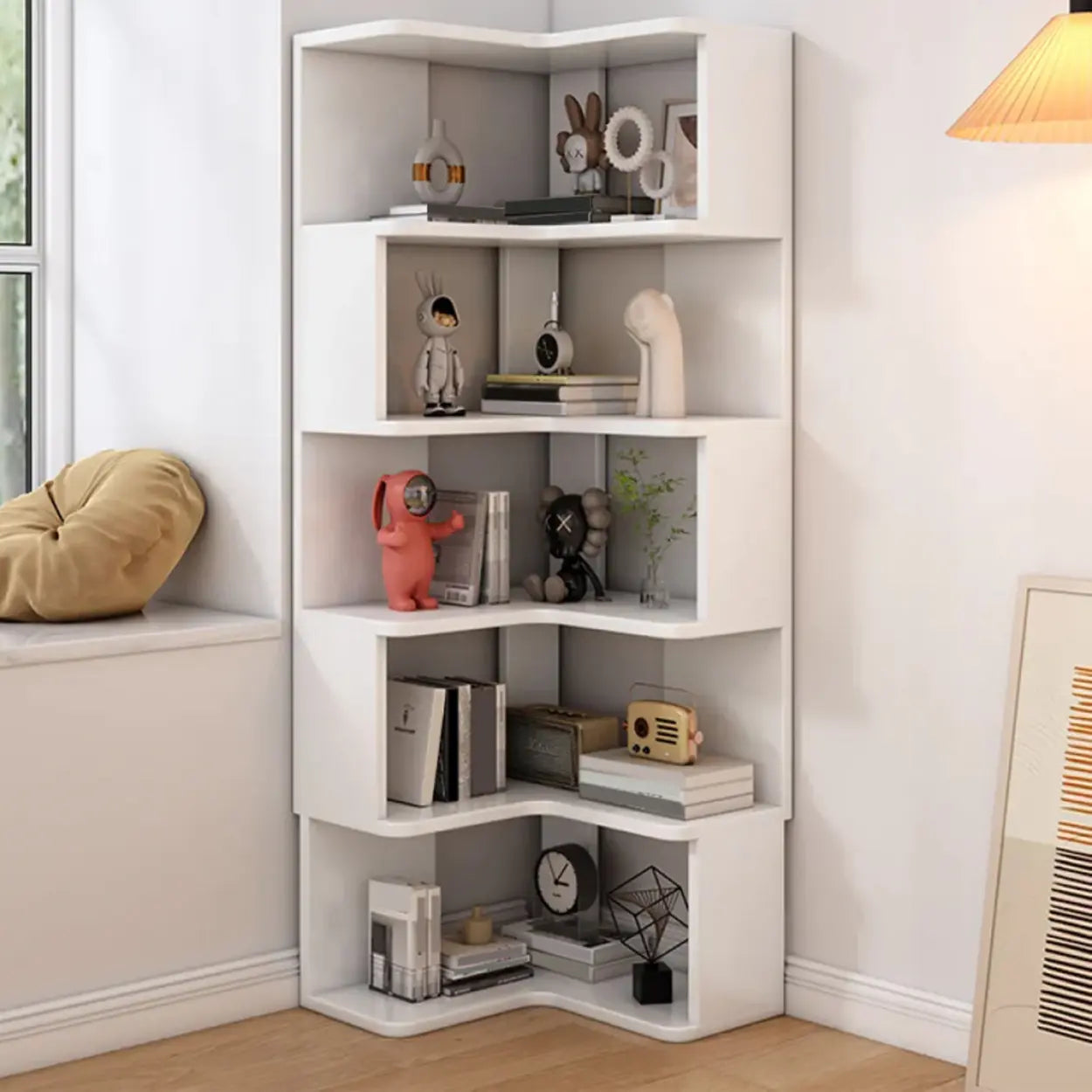 Wood Corner Storage Bookcase